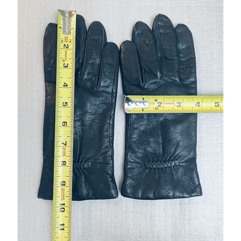 VTG Fownes Leather Gloves Women’s XL Thinsulate Fleece Lined Black Dark Gray - Picture 4 of 12